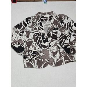 Women's Jacket COLDWATER CREEK size 8 brown black patterned blazer Long Sleeve